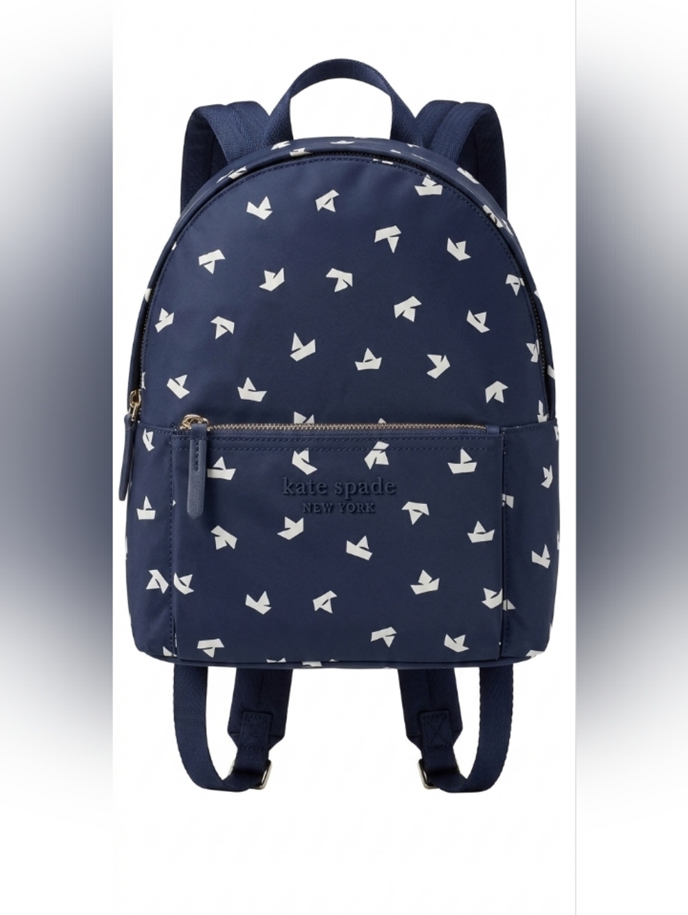 kate spade Navy Mini Backpack with White Origami Paper Boat Print
